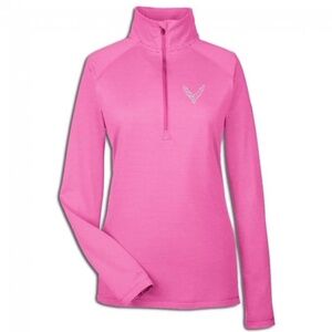Women's Under Armour Quarter-Zip C8 Corvette, Pink/Steel Stripe, Medium, NWOT